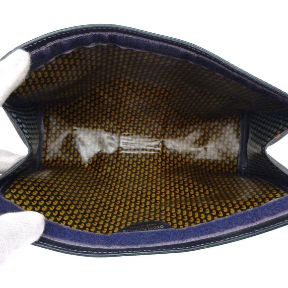 Vintage GUCCI Web Suede Leather Cosmetics Toiletry Bag Italy - Picture 7 of 8